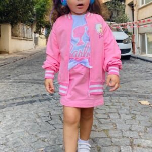 Barbie Σετ με Φούστα, Κολεγιακό Μπουφάν και Ροζ Μπλούζα