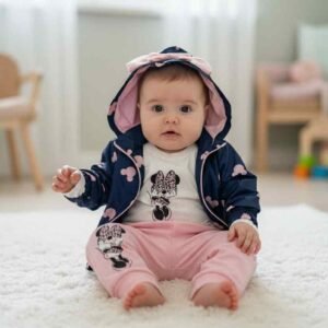 Σετ Minnie 3 τεμαχίων με μπουφάν , ροζ
