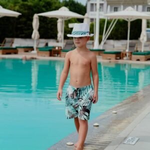 Μαγιό βερμούδα allover print tropical mint
