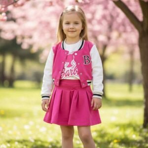BARBIE Σετ 3 τεμαχίων για κορίτσια – Ζακέτα, μακρυμάνικη μπλούζα και φούστα