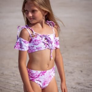 Μπικίνι ψηλόμεσο all-over pink floral print